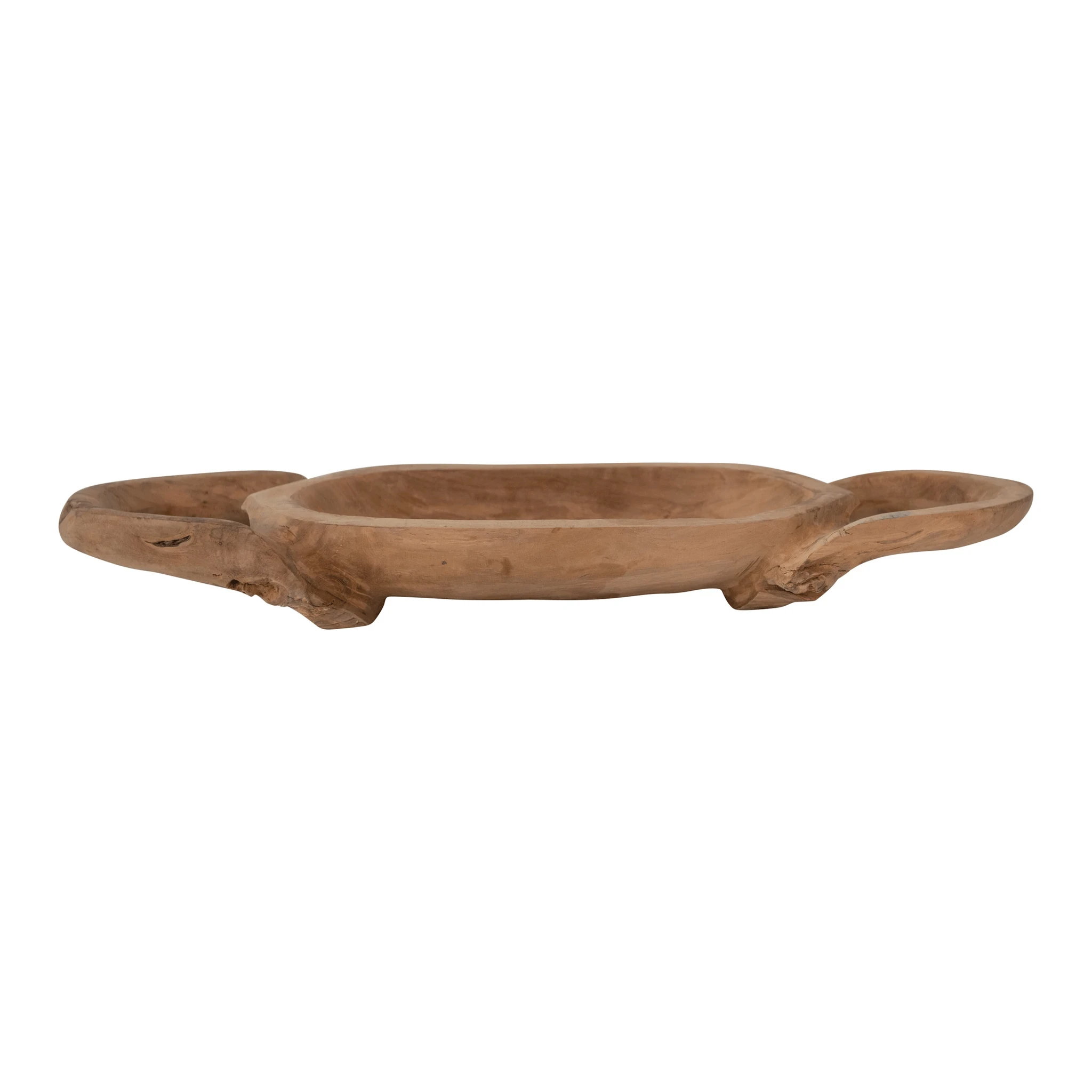 Decorative Hand-Carved Teakwood Tray with Handles by White Cliff Studio