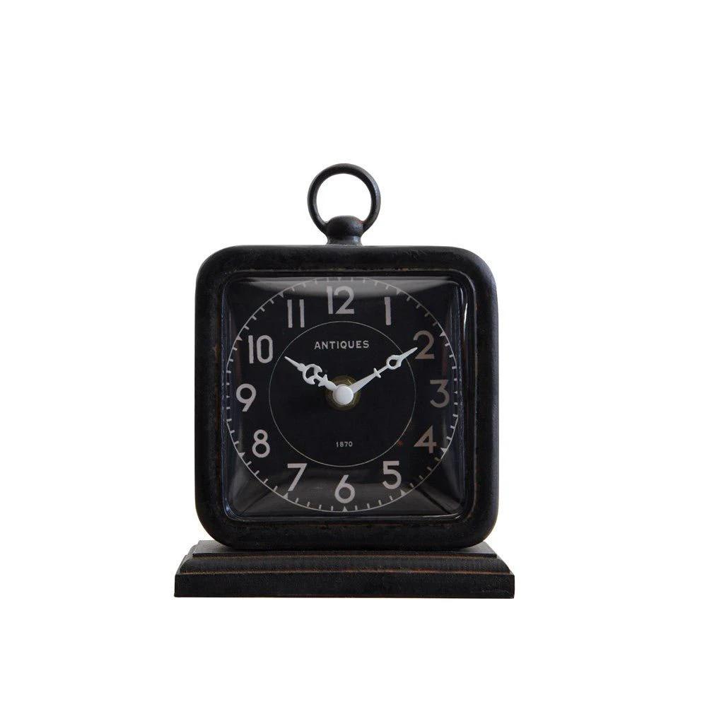 Vintage-Style Pewter Table Clock by White Cliff Studio