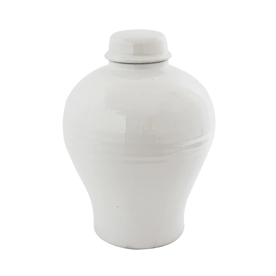 Terracotta Cachepot Jar in White Glaze, Tall by White Cliff Studio