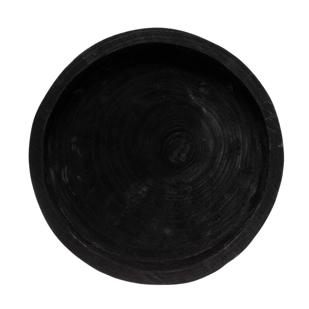 Decorative Paulownia Wood Footed Tray, Black by White Cliff Studio