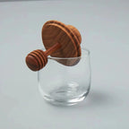 Mini Teak & Glass Honey Jar by White Cliff Studio
