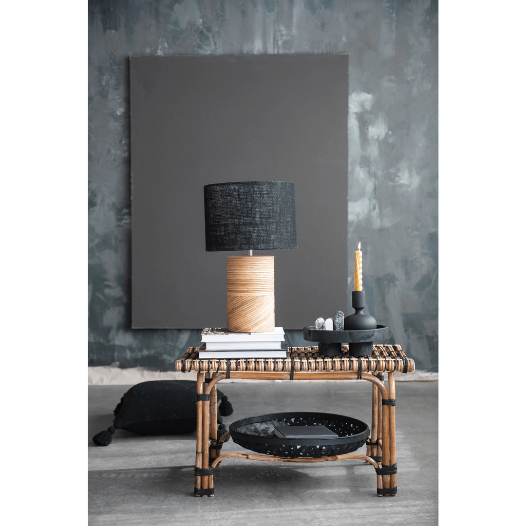 Decorative Paulownia Wood Footed Tray, Black by White Cliff Studio