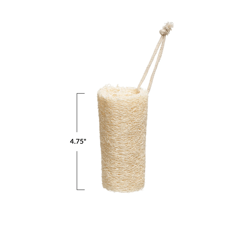 Loofah Brush with Cotton Rope Hanger, Natural by White Cliff Studio