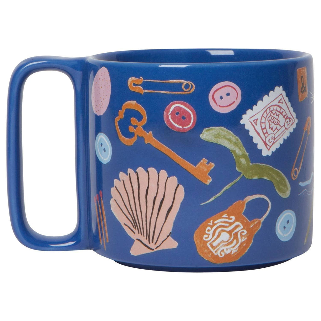 Finders Keepers Ceramic Studio Midi Mug | Cobalt Blue Coffee Tea Cup | 11 oz by The Bullish Store