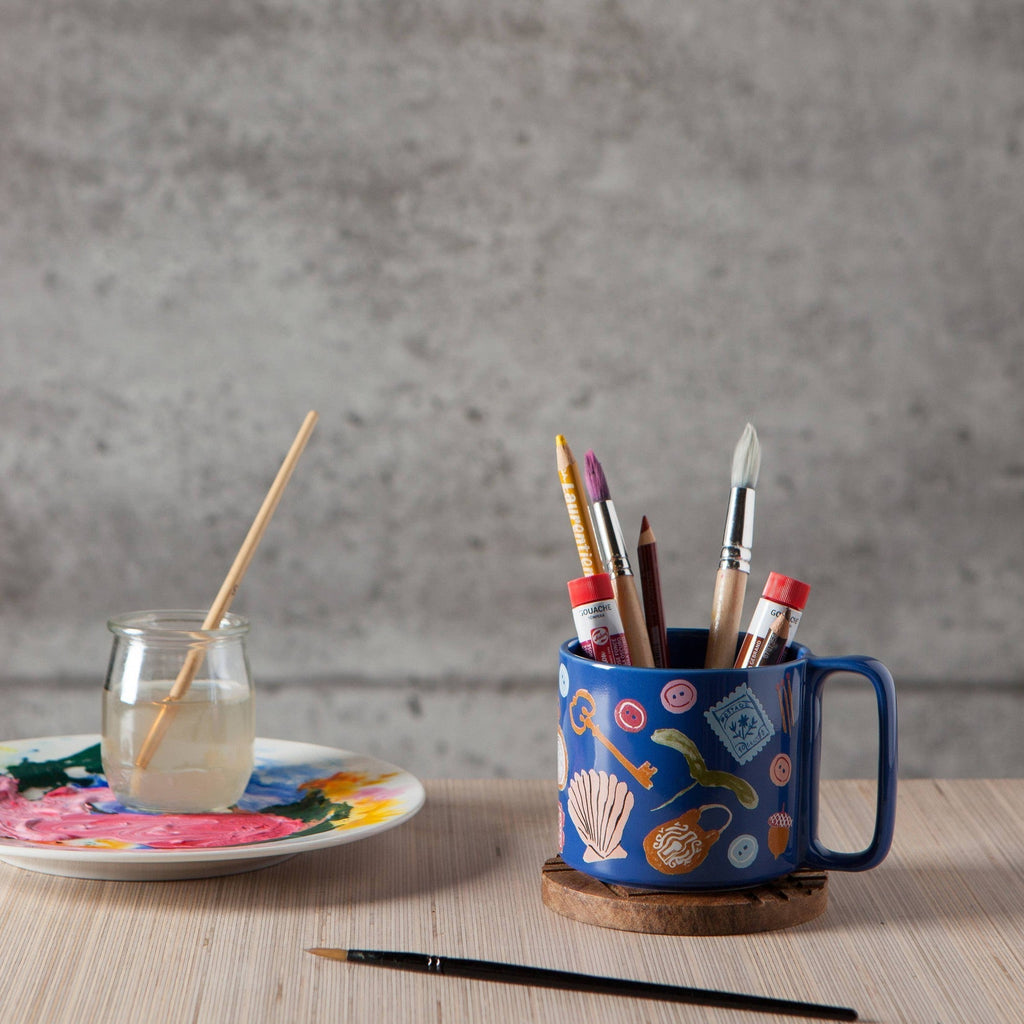 Finders Keepers Ceramic Studio Midi Mug | Cobalt Blue Coffee Tea Cup | 11 oz Mug La Vie Bien Finders Keepers Ceramic Studio Midi Mug | Cobalt Blue Coffee Tea Cup | 11 oz