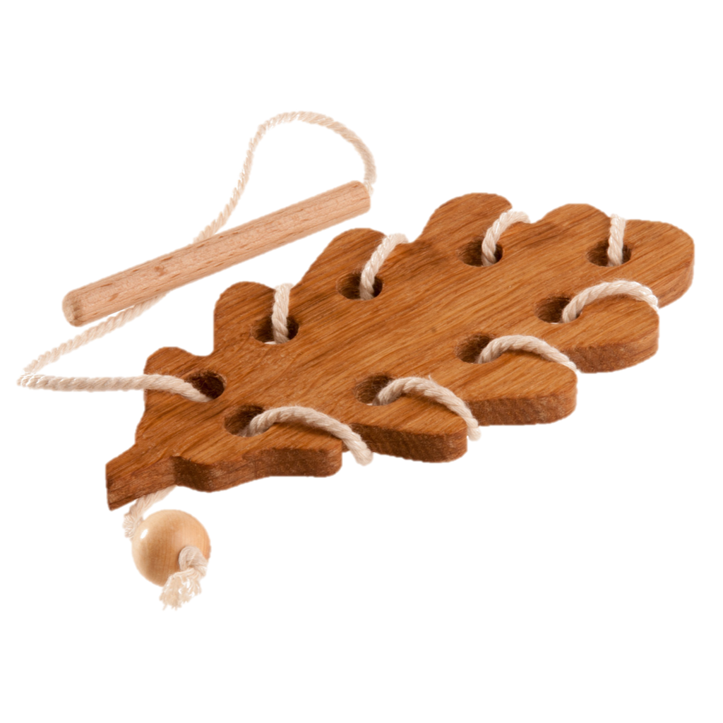 Wooden Lacing Oak Leaf Threading Toy