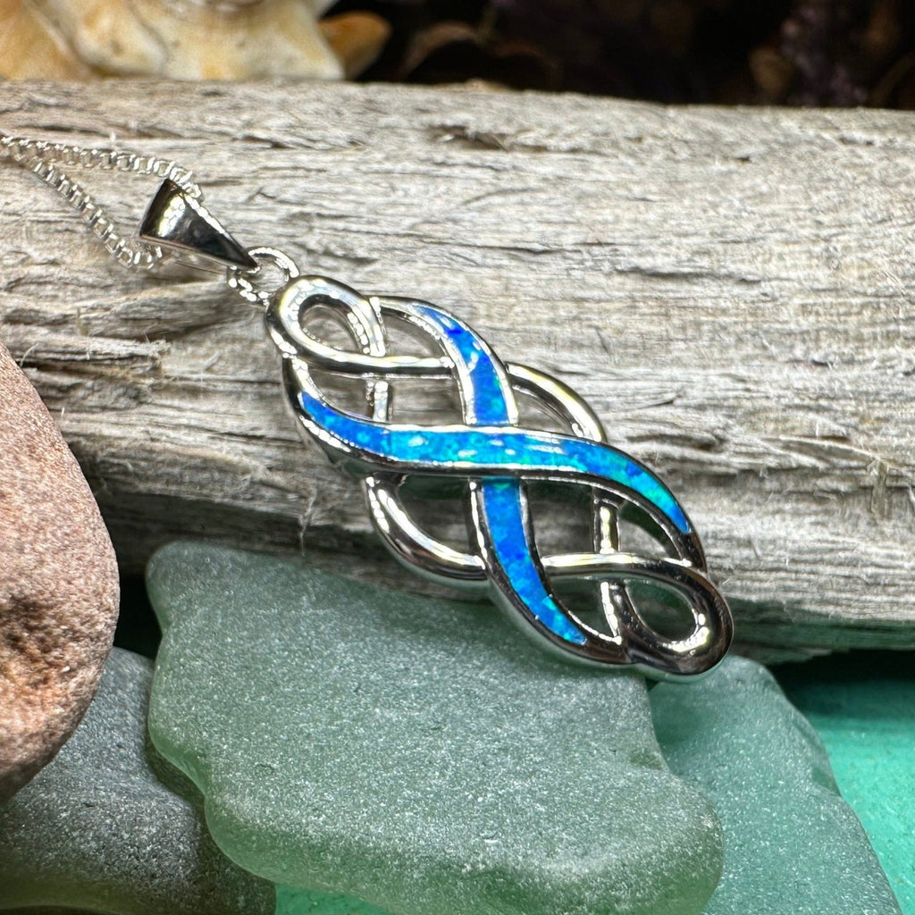 Fire Opal Celtic Infinity Necklace in Sterling Silver Pendant La Vie Bien Fire Opal Celtic Infinity Necklace in Sterling Silver