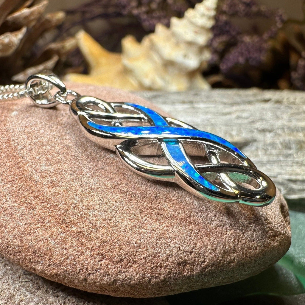 Fire Opal Celtic Infinity Necklace in Sterling Silver Pendant La Vie Bien Fire Opal Celtic Infinity Necklace in Sterling Silver