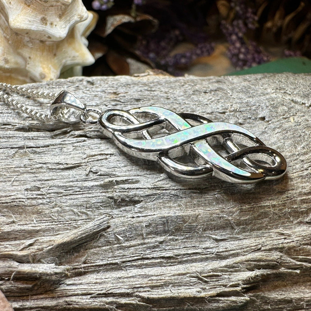 Fire Opal Celtic Infinity Necklace in Sterling Silver Pendant La Vie Bien Fire Opal Celtic Infinity Necklace in Sterling Silver