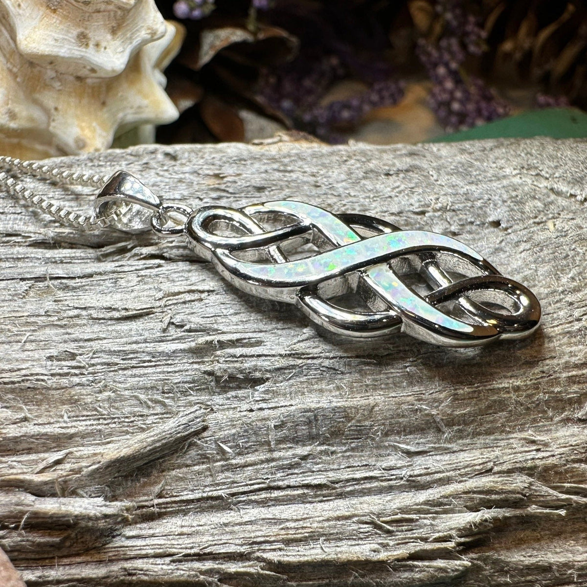 Fire Opal Celtic Infinity Necklace in Sterling Silver Pendant La Vie Bien Fire Opal Celtic Infinity Necklace in Sterling Silver
