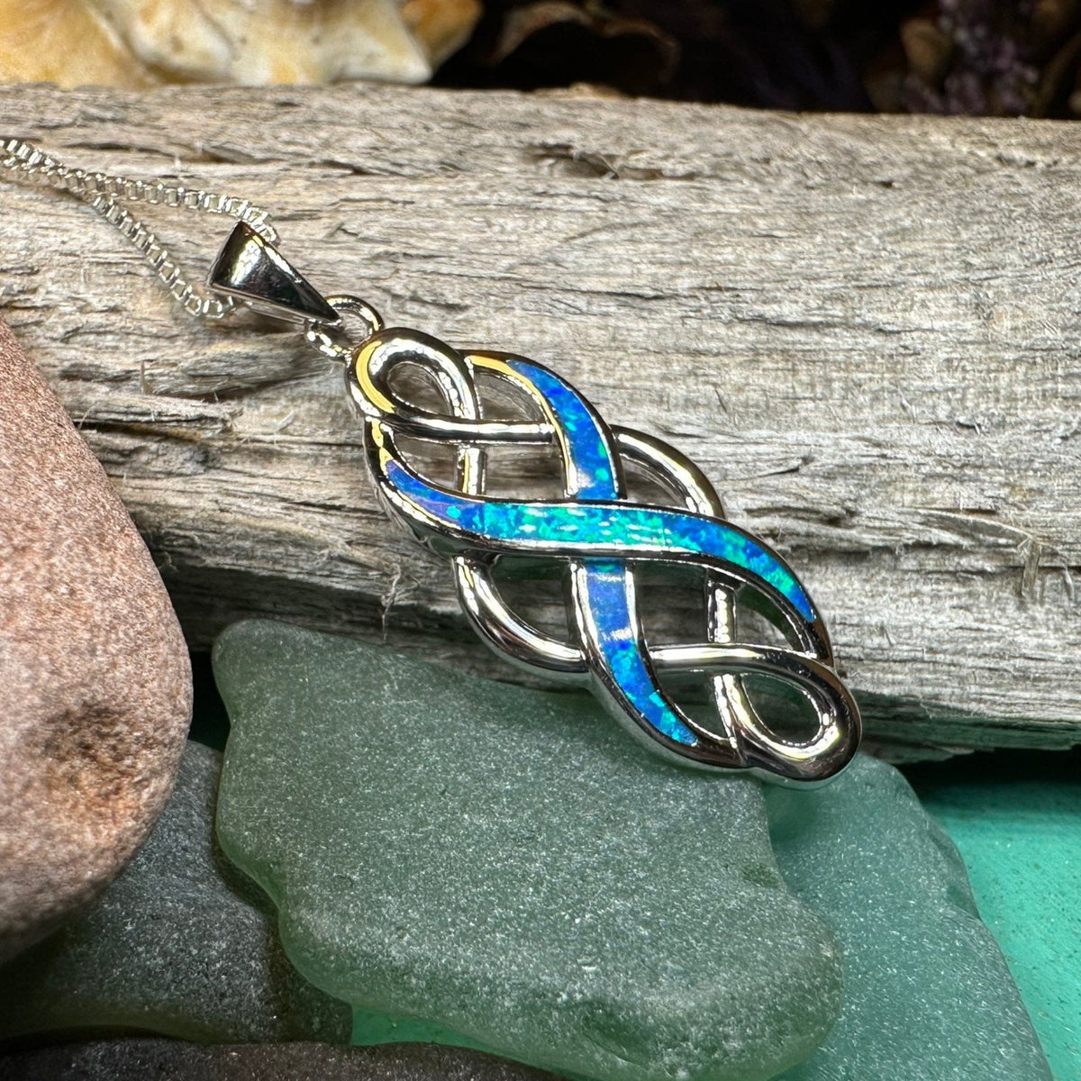 Fire Opal Celtic Infinity Necklace in Sterling Silver Pendant La Vie Bien Fire Opal Celtic Infinity Necklace in Sterling Silver