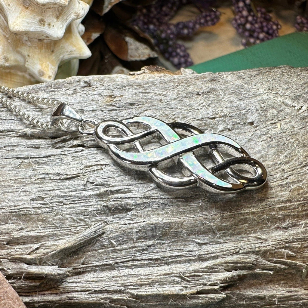 Fire Opal Celtic Infinity Necklace in Sterling Silver Pendant La Vie Bien Fire Opal Celtic Infinity Necklace in Sterling Silver