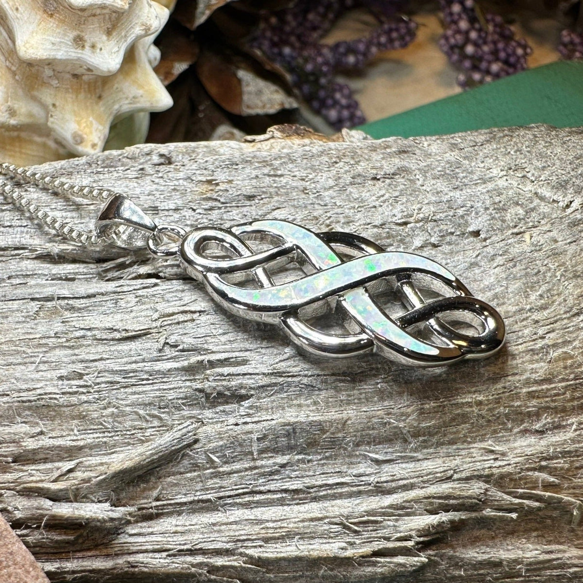 Fire Opal Celtic Infinity Necklace in Sterling Silver Pendant La Vie Bien Fire Opal Celtic Infinity Necklace in Sterling Silver