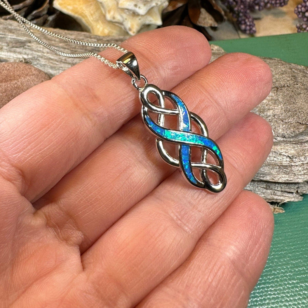 Fire Opal Celtic Infinity Necklace in Sterling Silver Pendant La Vie Bien Fire Opal Celtic Infinity Necklace in Sterling Silver