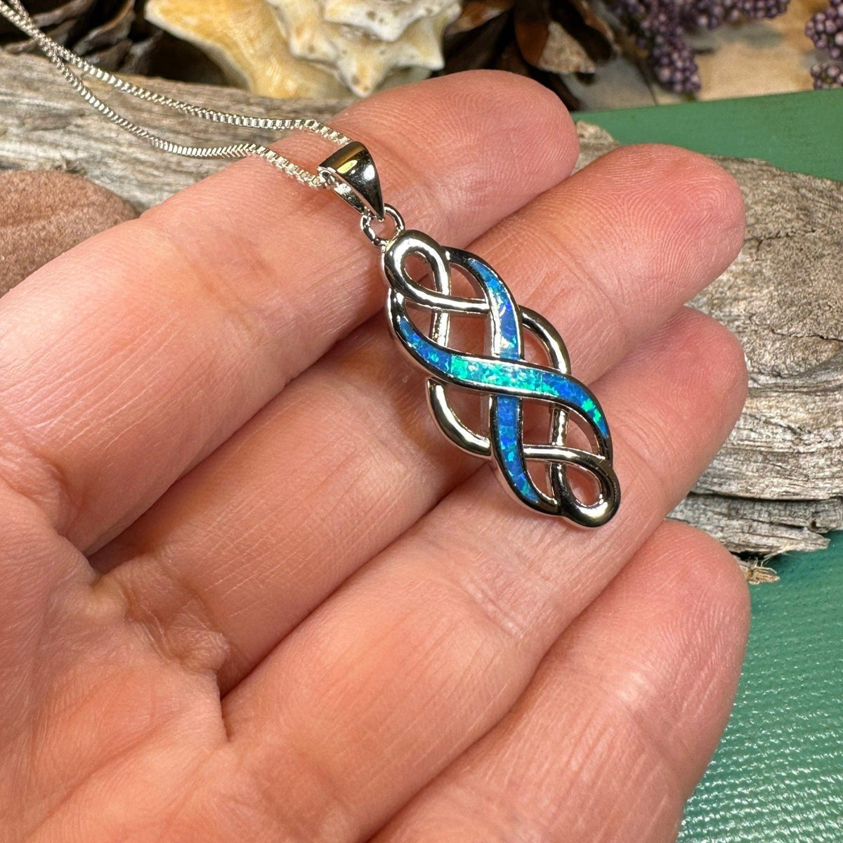 Fire Opal Celtic Infinity Necklace in Sterling Silver Pendant La Vie Bien Fire Opal Celtic Infinity Necklace in Sterling Silver