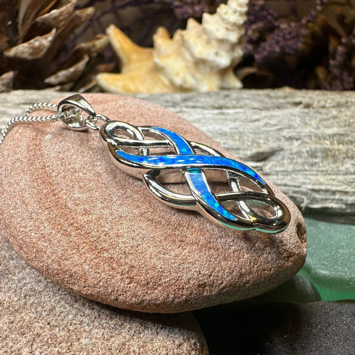 Fire Opal Celtic Infinity Necklace in Sterling Silver Pendant La Vie Bien Fire Opal Celtic Infinity Necklace in Sterling Silver