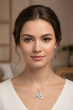 Fire Opal Celtic Knot Necklace in Sterling Silver Pendant La Vie Bien Fire Opal Celtic Knot Necklace in Sterling Silver