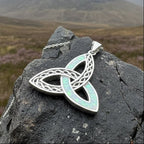 Fire Opal Celtic Knot Necklace in Sterling Silver Pendant La Vie Bien Fire Opal Celtic Knot Necklace in Sterling Silver