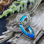 Fire Opal Celtic Knot Necklace in Sterling Silver Pendant La Vie Bien Fire Opal Celtic Knot Necklace in Sterling Silver