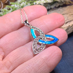 Fire Opal Celtic Knot Necklace in Sterling Silver Pendant La Vie Bien Fire Opal Celtic Knot Necklace in Sterling Silver
