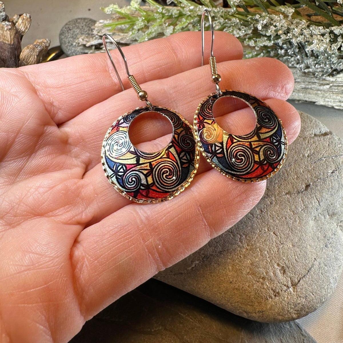 Firedancer Celtic Spiral Copper Earrings Dangle Earrings La Vie Bien Firedancer Celtic Spiral Copper Earrings