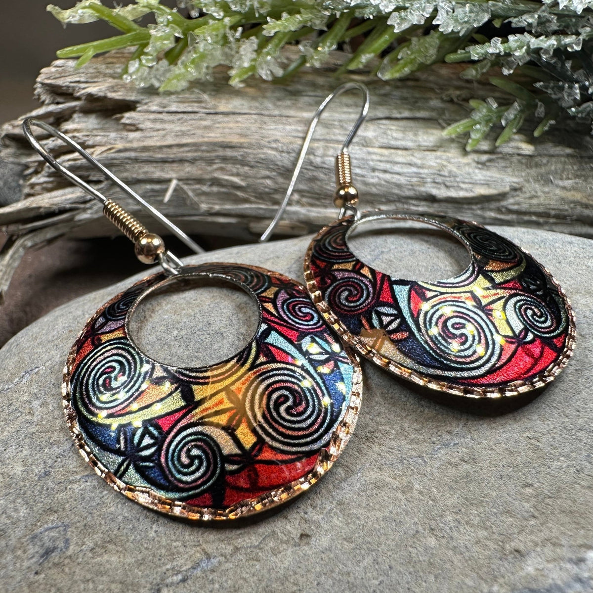 Firedancer Celtic Spiral Copper Earrings Dangle Earrings La Vie Bien Firedancer Celtic Spiral Copper Earrings