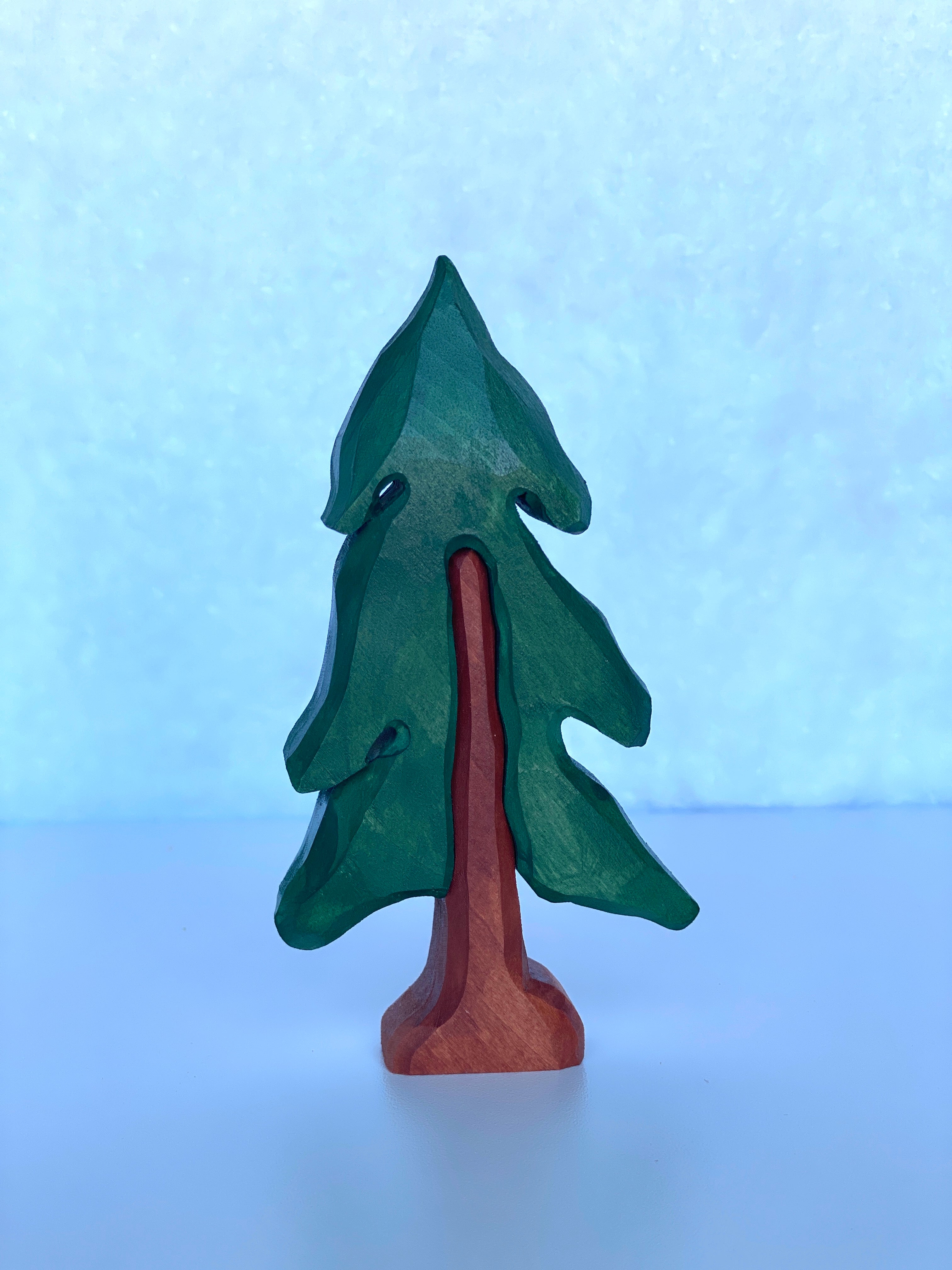 Hand Carved Fir Tree Small World