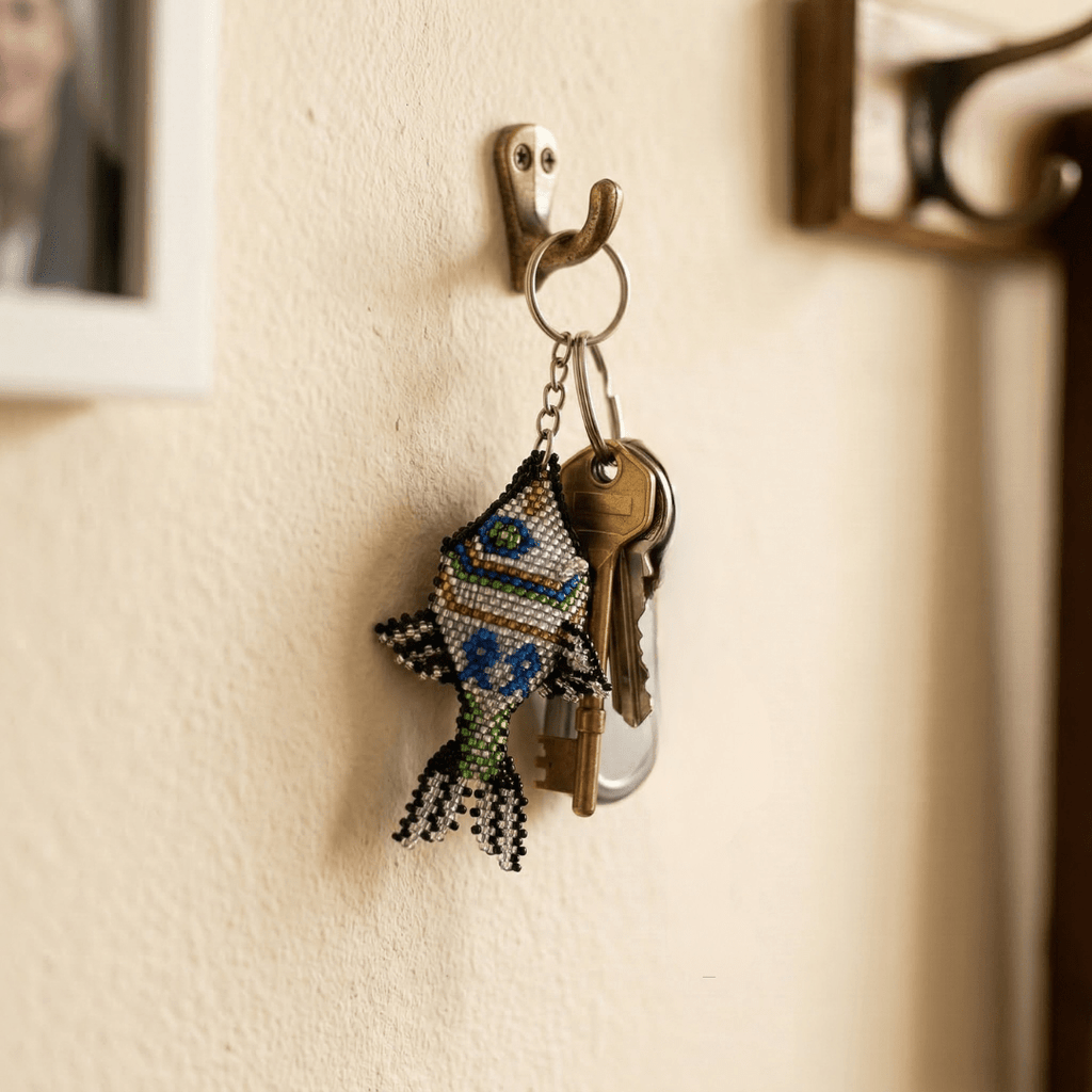 Fish Seed Bead Keychain | Hand Beaded Fair Trade Keychain - Guatemala Keychains La Vie Bien Fish Seed Bead Keychain | Hand Beaded Fair Trade Keychain - Guatemala