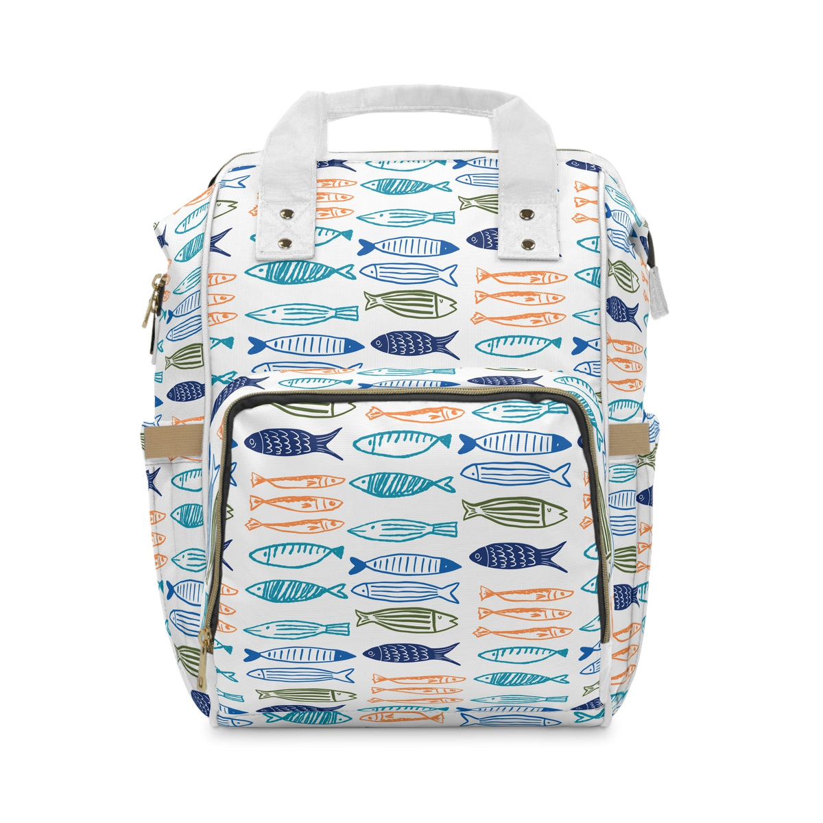 Fishy Sardines Diaper Backpack, Multifunctional Baby Bag with Insulated Bottle Pockets Bags La Vie Bien Fishy Sardines Diaper Backpack, Multifunctional Baby Bag with Insulated Bottle Pockets
