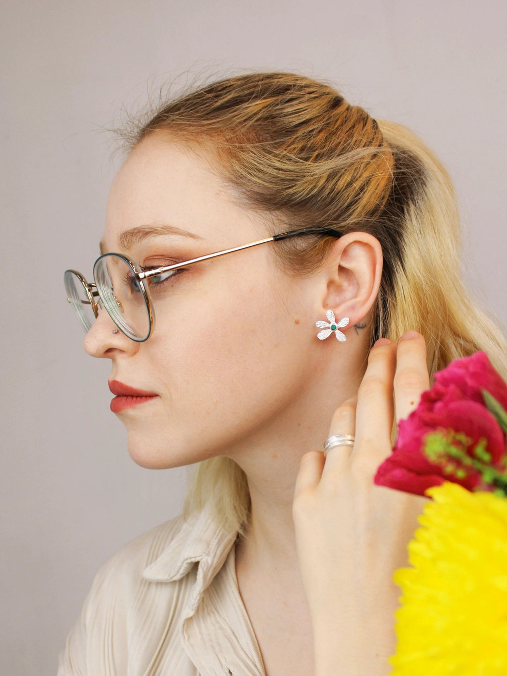 Five Petal Wild Flower Earrings by Ash & Rose