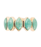 Five Stone Green Turquoise and Golden Bronze Ring