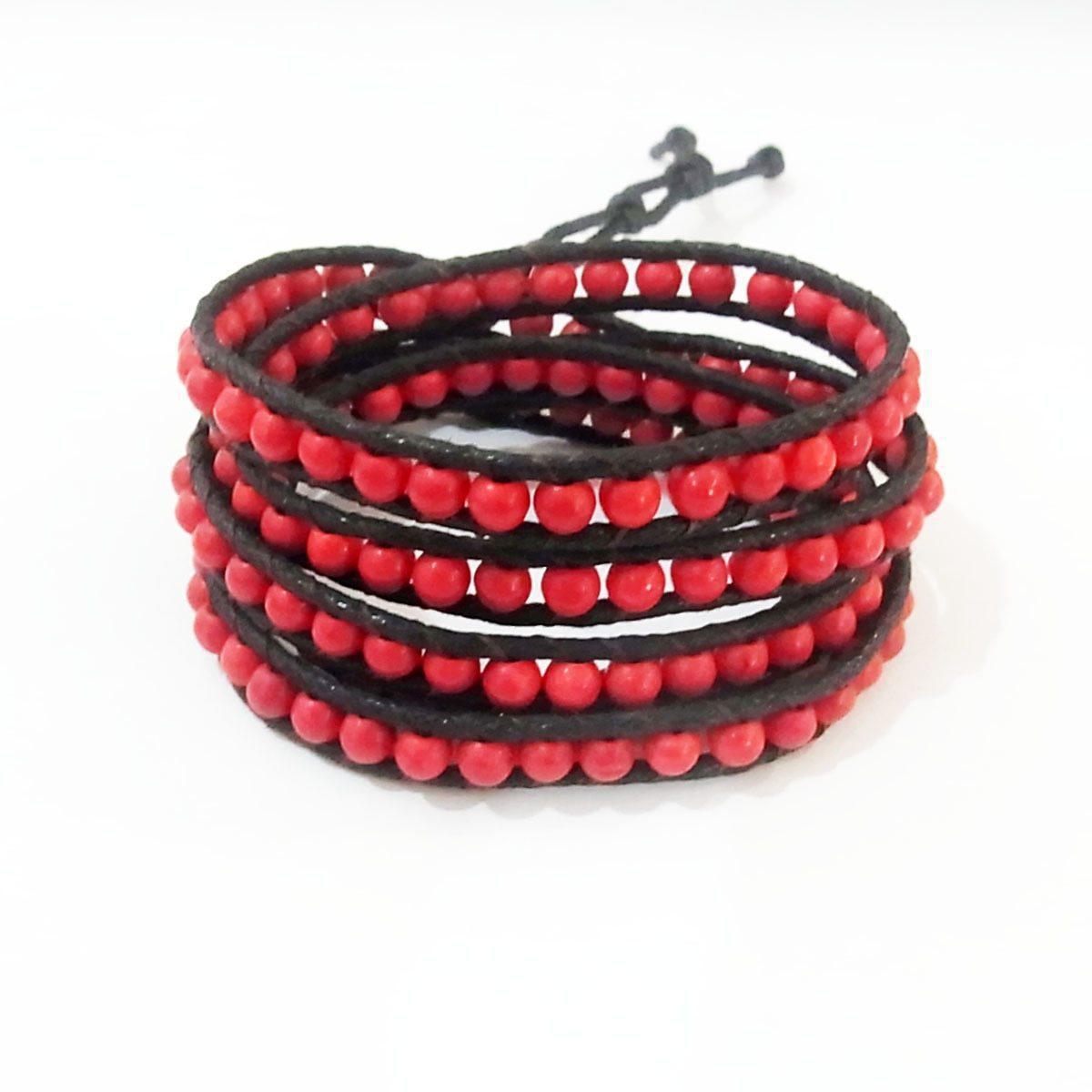 Five Wrap Leather Bracelet - Thailand Jewelry La Vie Bien Five Wrap Leather Bracelet - Thailand