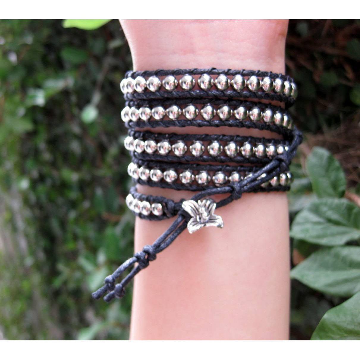 Five Wrap Leather Bracelet - Thailand Jewelry La Vie Bien Five Wrap Leather Bracelet - Thailand