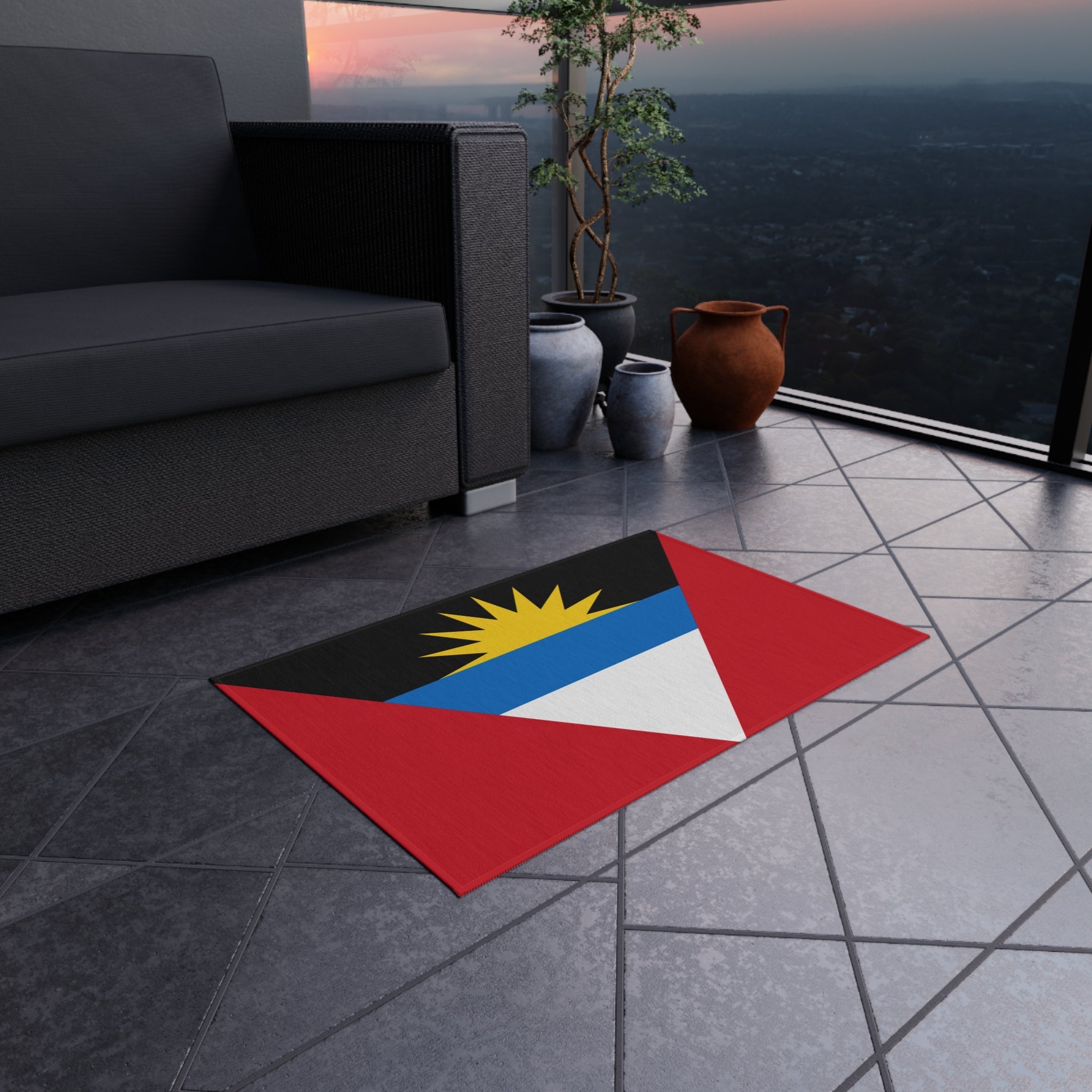 Flag Of Antigua and Barbuda Outdoor Non - Slip Door Mat | Saint John's | Antiguan Liberta | 24"x36" Home Decor La Vie Bien Flag Of Antigua and Barbuda Outdoor Non - Slip Door Mat | Saint John's | Antiguan Liberta | 24"x36"
