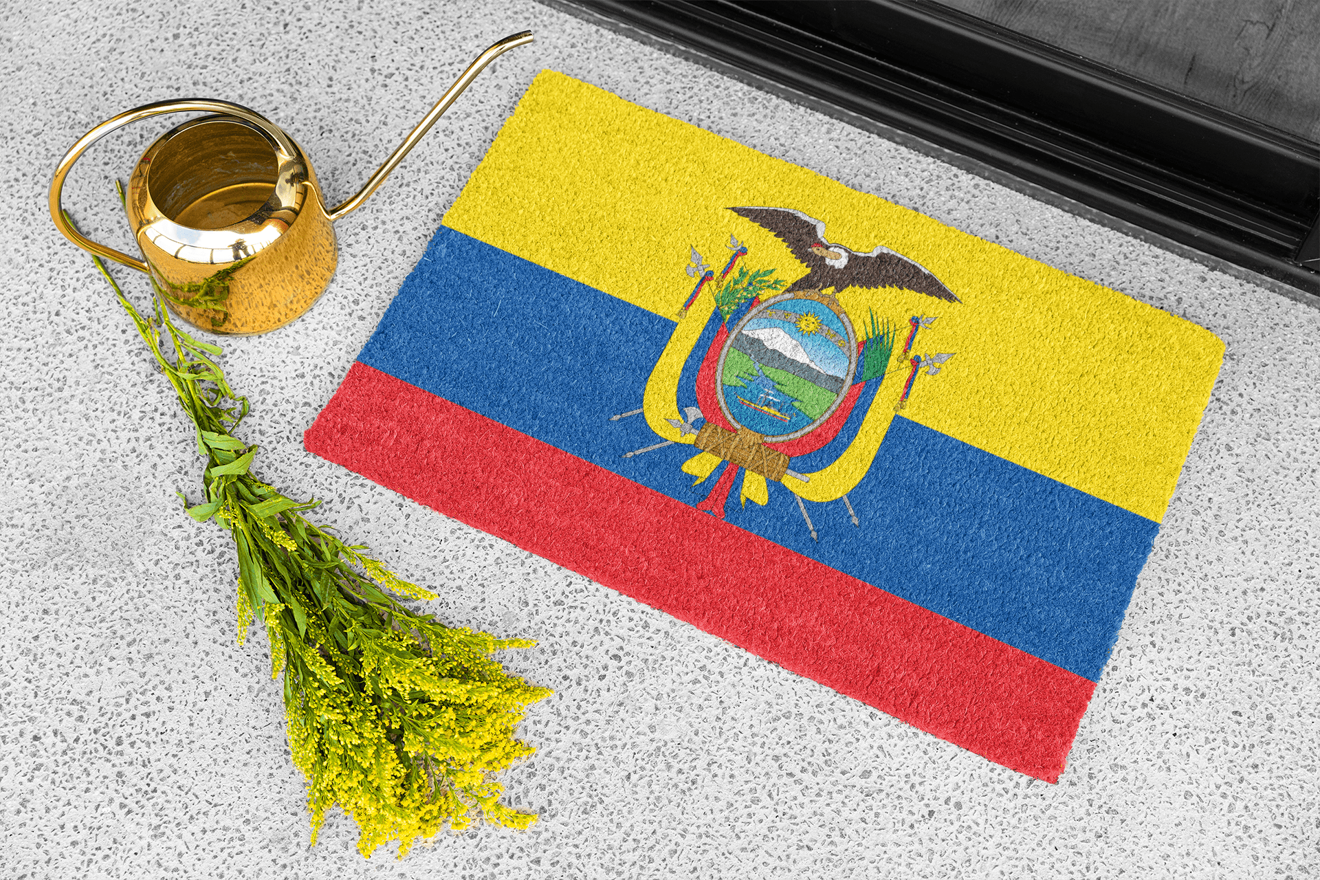 Flag Of Ecuador Outdoor Non - Slip Door Mat | Copa America | 24"x36" Home Decor La Vie Bien Flag Of Ecuador Outdoor Non - Slip Door Mat | Copa America | 24"x36"