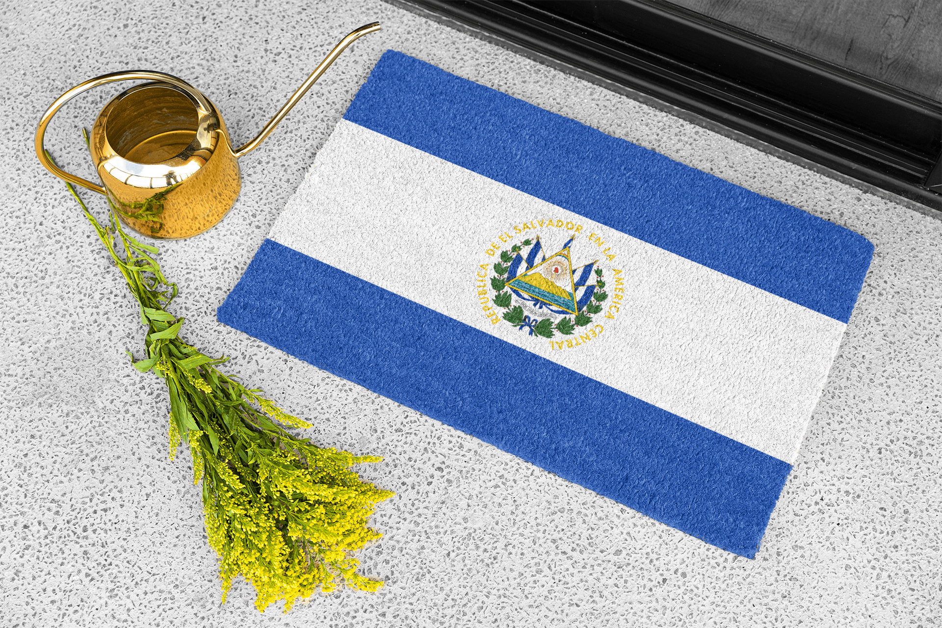 Flag Of El Salvador Outdoor Non - Slip Door Mat | San Salvador | Soyapango | Santa Ana | 24"x36" Home Decor La Vie Bien Flag Of El Salvador Outdoor Non - Slip Door Mat | San Salvador | Soyapango | Santa Ana | 24"x36"