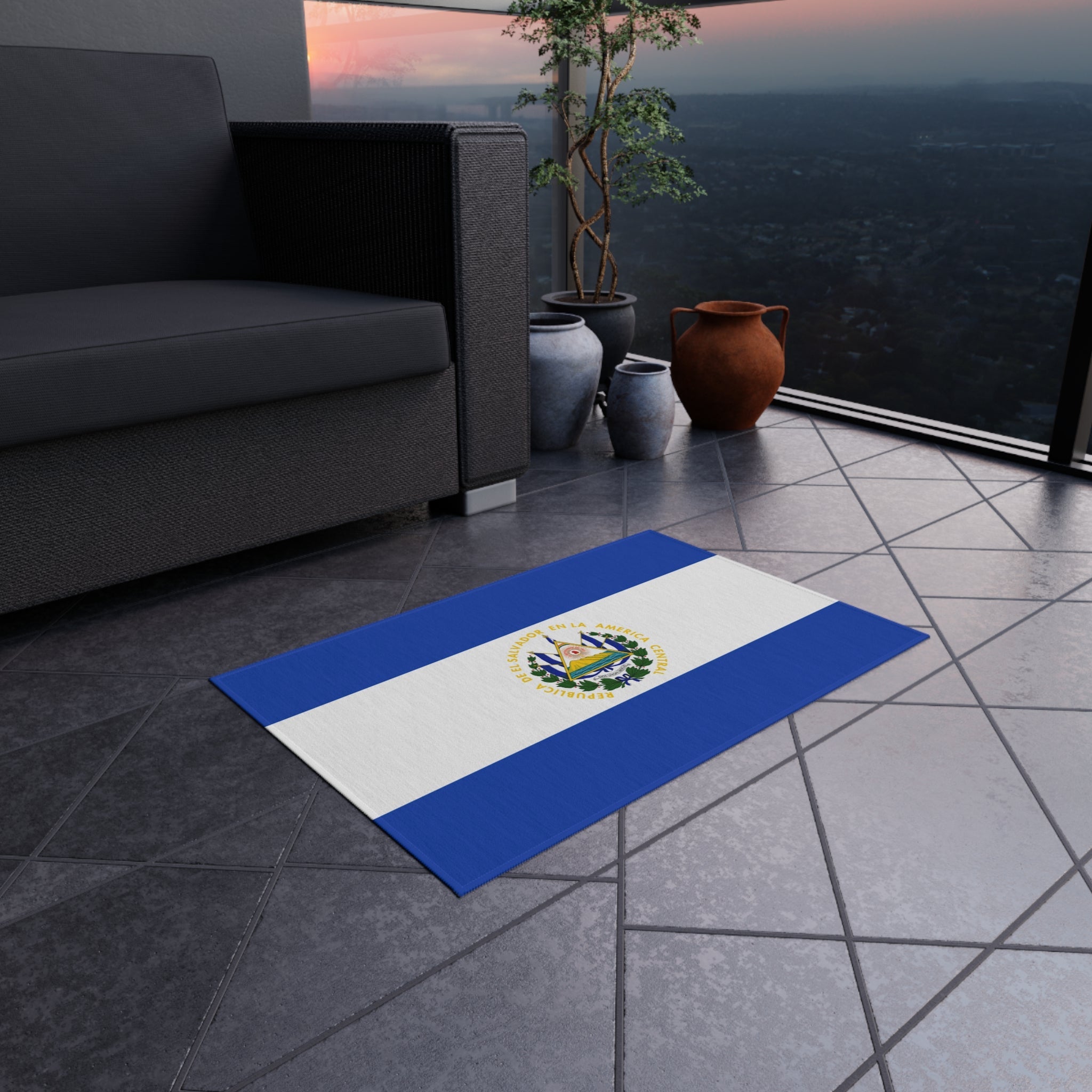 Flag Of El Salvador Outdoor Non - Slip Door Mat | San Salvador | Soyapango | Santa Ana | 24"x36" Home Decor La Vie Bien Flag Of El Salvador Outdoor Non - Slip Door Mat | San Salvador | Soyapango | Santa Ana | 24"x36"