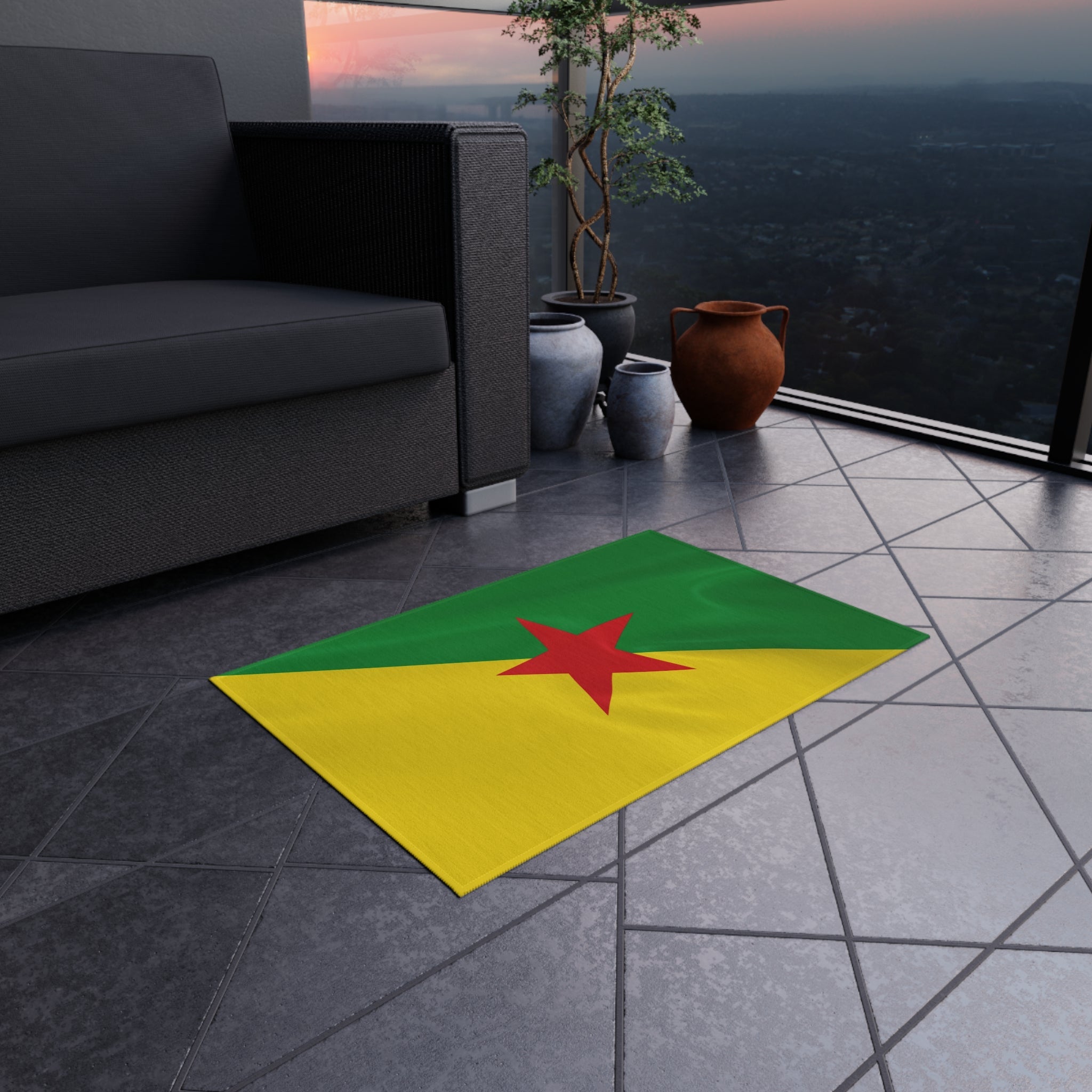 Flag Of French Guiana Outdoor Non - Slip Door Mat | Cayenne | Matoury | Kourou | Gift for French Guianans | 24"x36" Home Decor La Vie Bien Flag Of French Guiana Outdoor Non - Slip Door Mat | Cayenne | Matoury | Kourou | Gift for French Guianans | 24"x36"