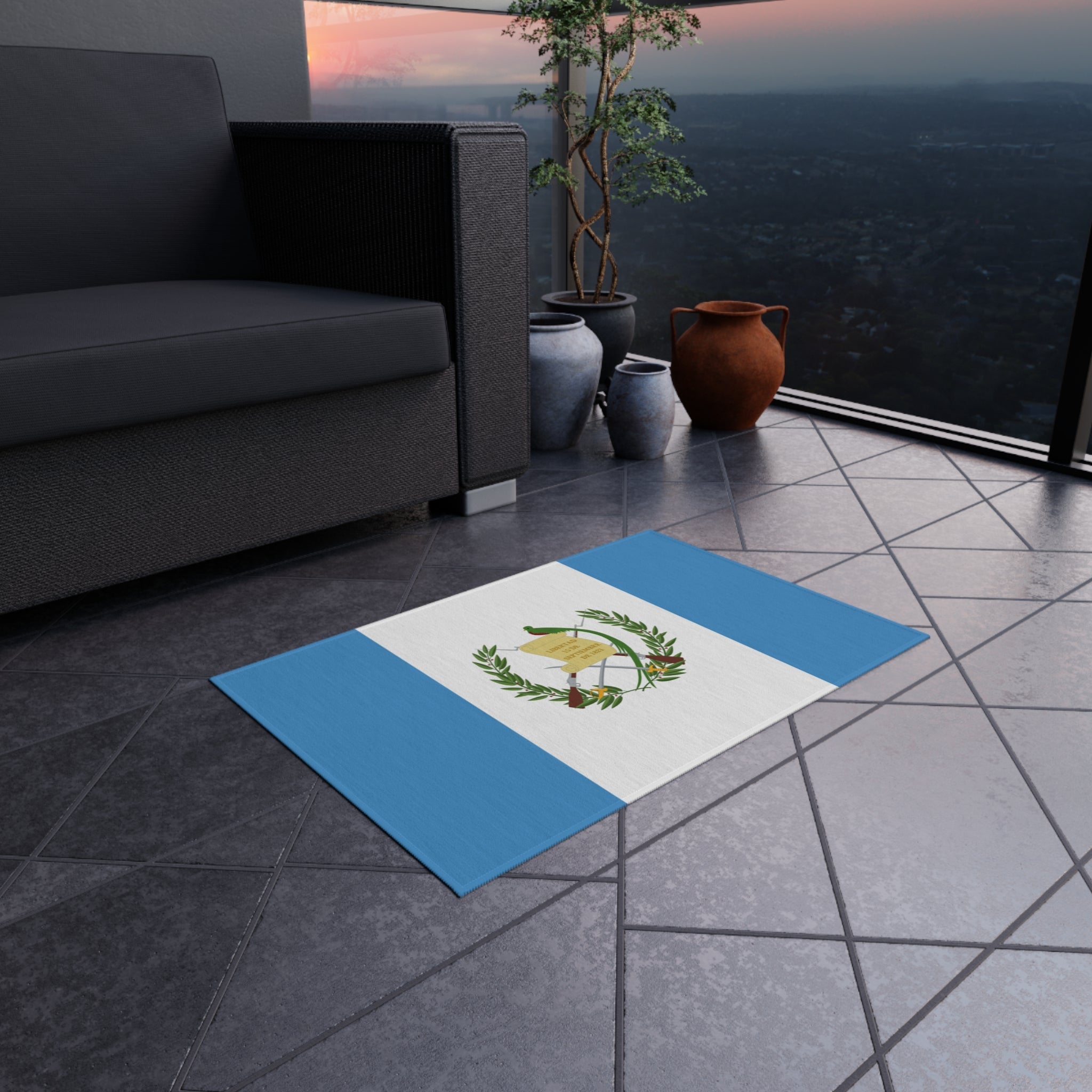 Flag Of Guatemala Outdoor Non - Slip Door Mat | Villa Nueva | Mixco | Coban | Chapin | 24"x36" Home Decor La Vie Bien Flag Of Guatemala Outdoor Non - Slip Door Mat | Villa Nueva | Mixco | Coban | Chapin | 24"x36"