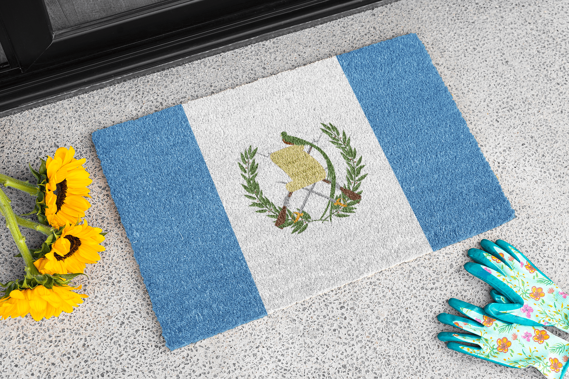 Flag Of Guatemala Outdoor Non - Slip Door Mat | Villa Nueva | Mixco | Coban | Chapin | 24"x36" Home Decor La Vie Bien Flag Of Guatemala Outdoor Non - Slip Door Mat | Villa Nueva | Mixco | Coban | Chapin | 24"x36"