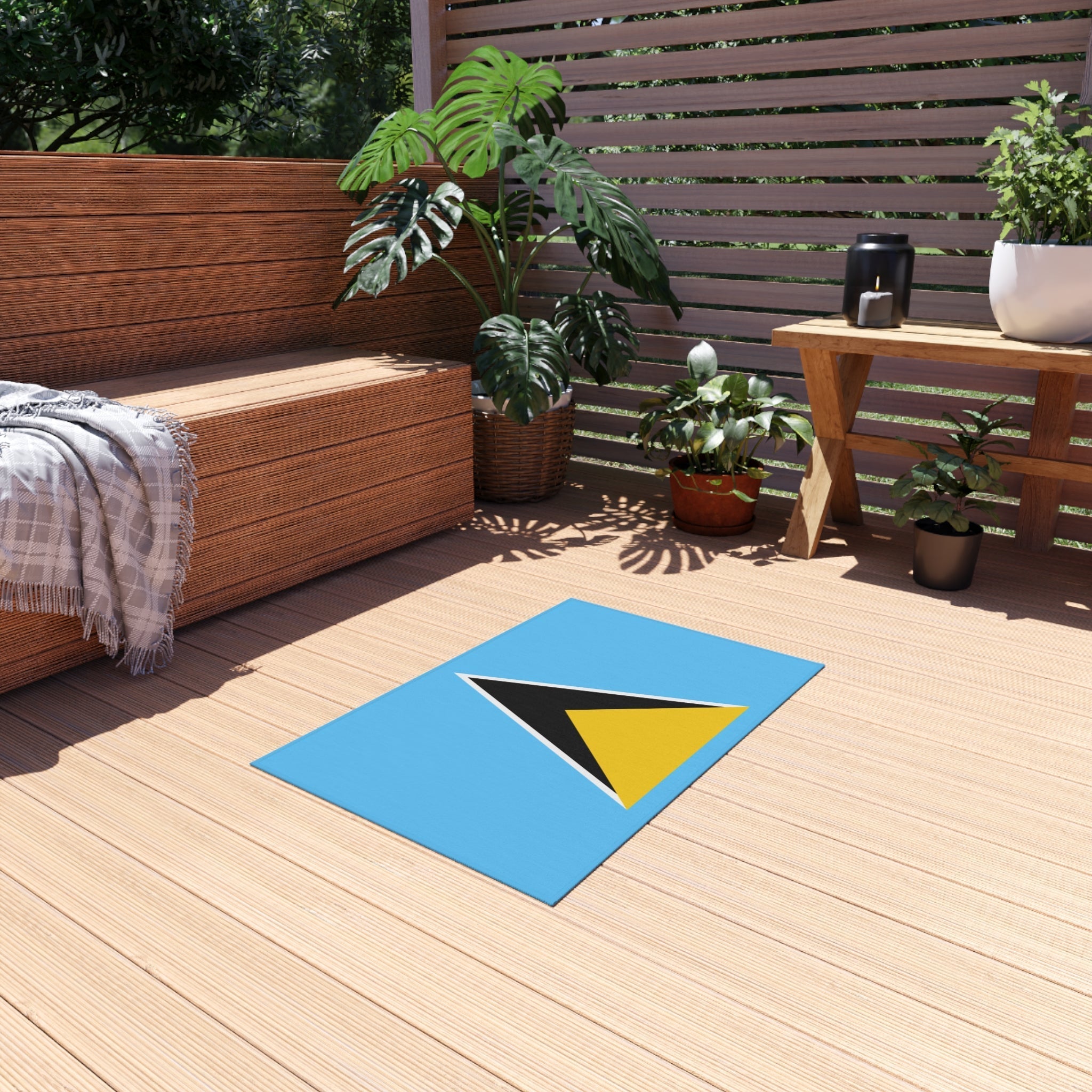 Flag Of Saint Lucia Outdoor Non - Slip Door Mat | St. Lucia Gros Islet | Castries | Dennery | 24"x36" Home Decor La Vie Bien Flag Of Saint Lucia Outdoor Non - Slip Door Mat | St. Lucia Gros Islet | Castries | Dennery | 24"x36"