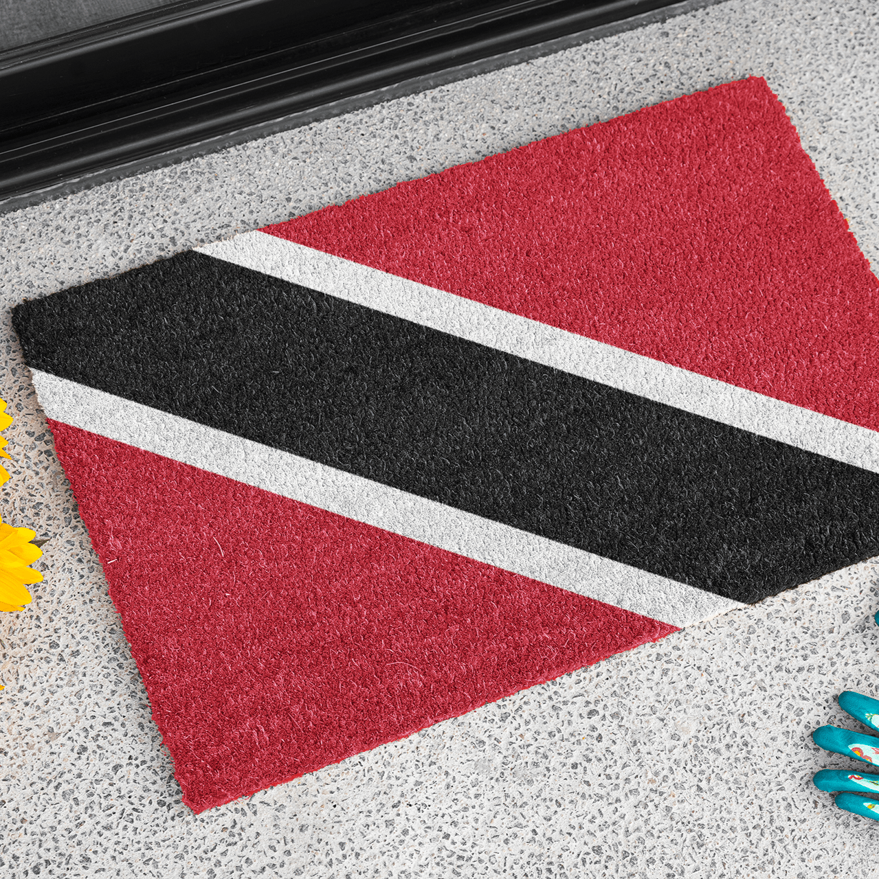 Flag Of Trinidad and Tobago Outdoor Non - Slip Door Mat | Chaguanas | San Fernando | 24"x36" Home Decor La Vie Bien Flag Of Trinidad and Tobago Outdoor Non - Slip Door Mat | Chaguanas | San Fernando | 24"x36"