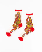 Flaming Cheetah Sheer Crew Sock by Sock Candy