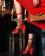 Flaming Cheetah Sheer Crew Sock by Sock Candy