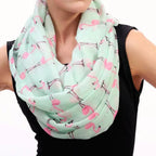Flamingo Infinity Scarf in Mint and Pink | Lightweight Circle Scarf by The Bullish Store