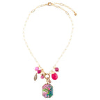 Flamingo Pink Agate Golden Pendant Necklace Necklaces La Vie Bien Flamingo Pink Agate Golden Pendant Necklace