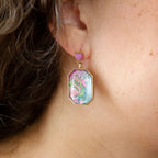 Flamingo Pink Agate Golden Post Drop Earrings Earrings La Vie Bien Flamingo Pink Agate Golden Post Drop Earrings