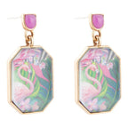 Flamingo Pink Agate Golden Post Drop Earrings Earrings La Vie Bien Flamingo Pink Agate Golden Post Drop Earrings