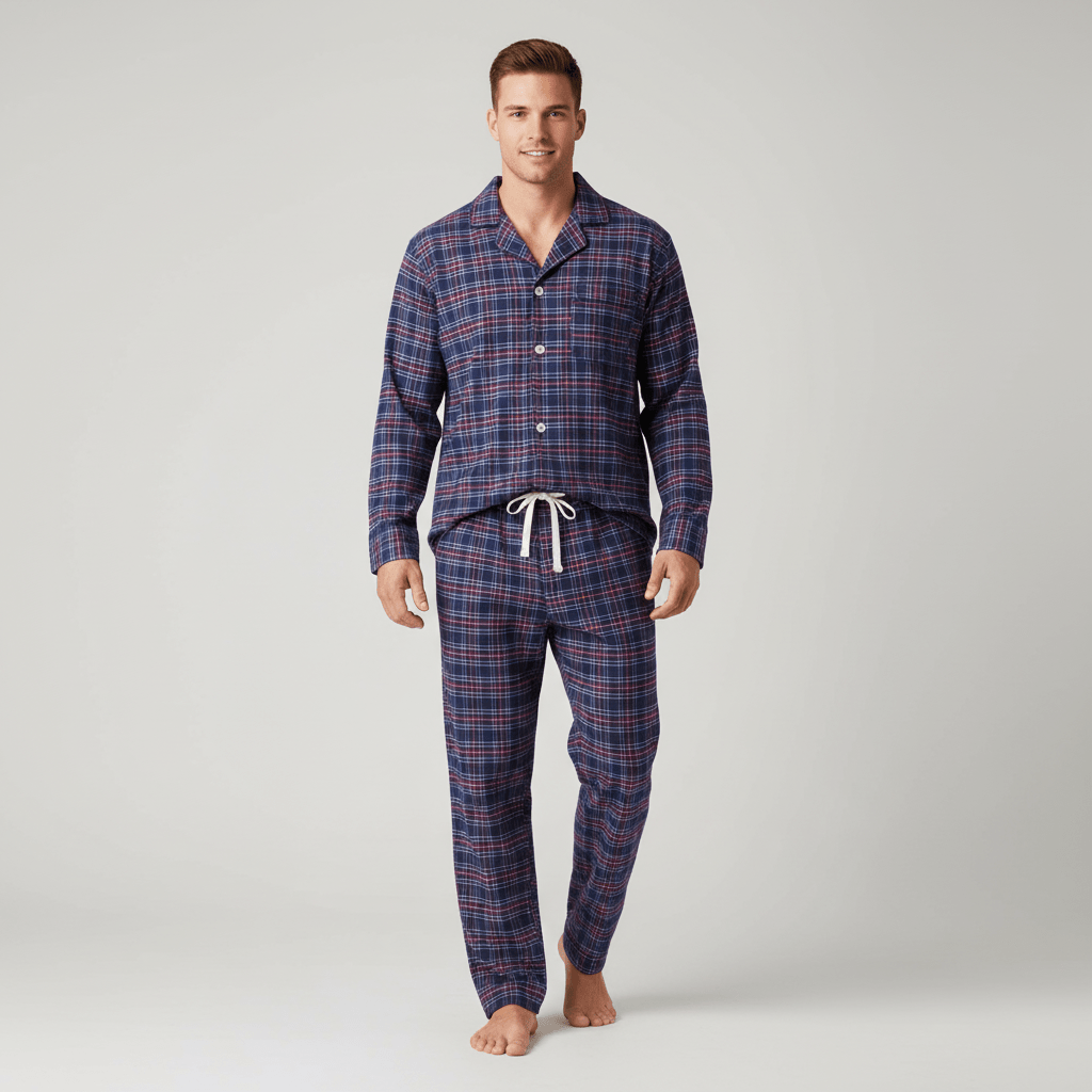 Flannel People Mens 100% Cotton Flannel Pajama Set with Pant Pockets & Drawstring pajama-sets La Vie Bien Flannel People Mens 100% Cotton Flannel Pajama Set with Pant Pockets & Drawstring