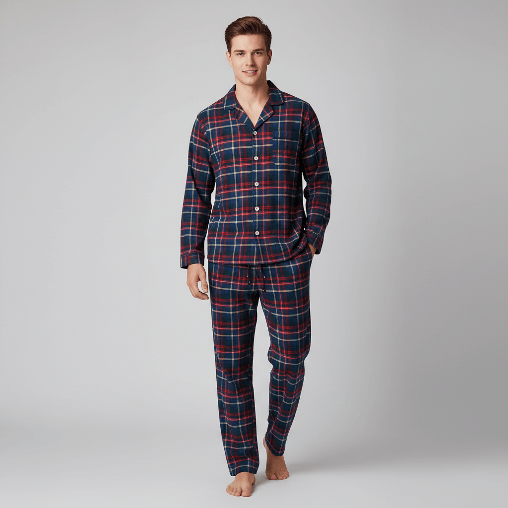 Flannel People Mens 100% Cotton Flannel Pajama Set with Pant Pockets & Drawstring pajama-sets La Vie Bien Flannel People Mens 100% Cotton Flannel Pajama Set with Pant Pockets & Drawstring
